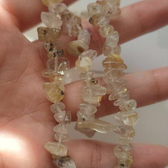 Gold Rutilated Quartz Gravel Bracelet - Picture 2 of 3
